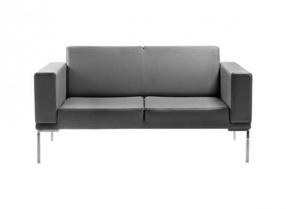 Gray office style 2-seater designer upholstered sofa faux leather couches 2-seater